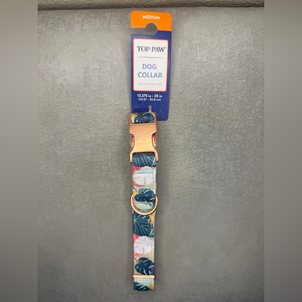 Dog Collar, Tropical Leaves Design, Size Medium — Top Paw - Picture 13 of 13